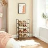 SONGMICS Étagère à Chaussures à 4 éniveaux, Porte-chaussures, Rangement, Cadre En Métal, étagères En Tissu Non Tissé, Pour Entrée, Chambre, Salon, 45 X 28 X 80 Cm, Noir LSR004B02 - Noir