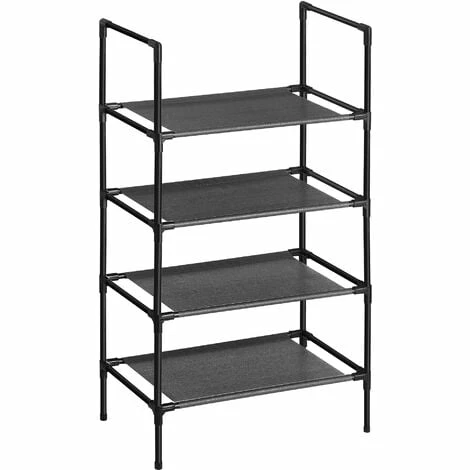 SONGMICS Étagère à Chaussures à 4 éniveaux, Porte-chaussures, Rangement, Cadre En Métal, étagères En Tissu Non Tissé, Pour Entrée, Chambre, Salon, 45 X 28 X 80 Cm, Noir LSR004B02 - Noir 4 SONGMICS Étagère à Chaussures à 4 éniveaux, Porte-chaussures, Rangement, Cadre En Métal, étagères En Tissu Non Tissé, Pour Entrée, Chambre, Salon, 45 X 28 X 80 Cm, Noir LSR004B02 - Noir – Image 2