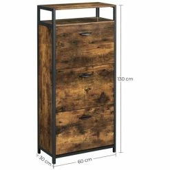 VASAGLE Meuble à Chaussures à 3 Abattants, Meuble D’entrée, Étagère, Organisateur, Avec Case Ouvert, Séparateurs Internes, Pour 15-18 Paires, 60 X 30 X 130 Cm, Marron Rustique Et Noir Par SONGMICS LBS101B01 -SONGMICS Soldes 28712308 5