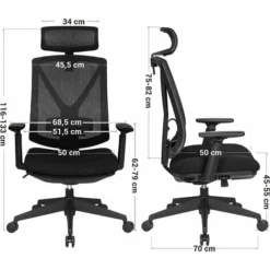 SONGMICS Fauteuil De Bureau En Toile, Chaise Ergonomique, Siège, Avec Support Lombaire, Repose-pieds, Appui-tête, Accoudoirs, Hauteur Réglable, Mécanisme Basculant, Charge 150 Kg, Noir OBN61BKV1 - Noir -SONGMICS Soldes 28856094 5