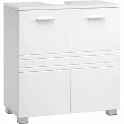 SONGMICS VASAGLE Meuble Sous Lavabo, Placard Sous-Vasque De Salle De Bain Avec Double Porte, étagère Réglable, Pieds Stables, 60 X 30 X 63 Cm, Blanc BBK110W01 - Blanc