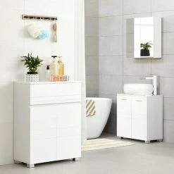 SONGMICS VASAGLE Meuble Sous Lavabo, Placard Sous-Vasque De Salle De Bain Avec Double Porte, étagère Réglable, Pieds Stables, 60 X 30 X 63 Cm, Blanc BBK110W01 - Blanc -SONGMICS Soldes 29032351 4