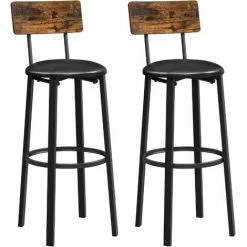 SONGMICS VASAGLE Chaises De Bar, Lot De 2, Tabourets Hauts, Sièges Rembourrés, 39 X 39 X 100 Cm, Repose-pieds, Montage Facile, Style Industriel, Pour Cuisine, Salle à Manger, Marron Rustique Et Noir LBC069B81 - Marron Rustique Et Noir