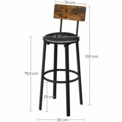SONGMICS VASAGLE Chaises De Bar, Lot De 2, Tabourets Hauts, Sièges Rembourrés, 39 X 39 X 100 Cm, Repose-pieds, Montage Facile, Style Industriel, Pour Cuisine, Salle à Manger, Marron Rustique Et Noir LBC069B81 - Marron Rustique Et Noir 11 SONGMICS VASAGLE Chaises De Bar, Lot De 2, Tabourets Hauts, Sièges Rembourrés, 39 X 39 X 100 Cm, Repose-pieds, Montage Facile, Style Industriel, Pour Cuisine, Salle à Manger, Marron Rustique Et Noir LBC069B81 - Marron Rustique Et Noir -SONGMICS Soldes 29085963 5