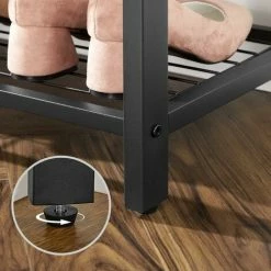 VASAGLE Portemanteau, Vestiaire, Meuble D’entrée, Avec Crochets, Miroir, étagères, Banc, Hauteur 185 Cm, Pour Salon, Cadre En Acier, Montage Facile, Style Industriel, Marron Rustique Et Noir Par SONGMICS HSR050B01 - Marron Rustique Et Noir -SONGMICS Soldes 29085977 4