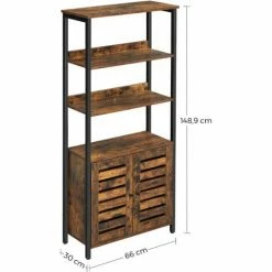 SONGMICS VASAGLE Bibliothèque, Étagère Livres, Meuble De Rangement, Avec Placard à Portes Persiennes, Pour Bureau, Salon, Chambre, 66 X 30 X 148,9 Cm, Style Industriel, Marron Rustique Et Noir LBC029B01 - Marron Rustique Et Noir -SONGMICS Soldes 29544815 5