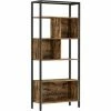 SONGMICS VASAGLE Bibliothèque, Étagère De Rangement, Meuble à Compartiments, Cadre En Acier, Pour Bibelots, Décors, Cadres Photos, Salon, Bureau à Domicile, Style Industriel, Marron Rustique Et Noir LBC028B01 - Marron Rustique Et Noir -SONGMICS Soldes 29583539 1