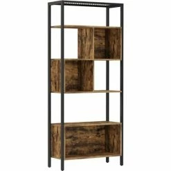 SONGMICS VASAGLE Bibliothèque, Étagère De Rangement, Meuble à Compartiments, Cadre En Acier, Pour Bibelots, Décors, Cadres Photos, Salon, Bureau à Domicile, Style Industriel, Marron Rustique Et Noir LBC028B01 - Marron Rustique Et Noir