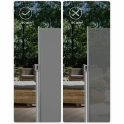 SONGMICS 2 X 3,5 M (H X L), Store Latéral, Brise-vue Rétractable, Paravent, Pare-soleil, Pour Balcon, Patio, Terrasse Et Jardin, Avec Fixation Au Sol, Protection De La Vie Privée, Gris GSA205G01 - Gris -SONGMICS Soldes 29716072 3
