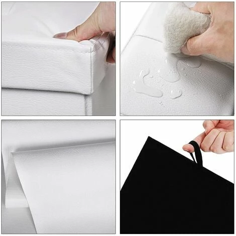 SONGMICS 110 X 38 X 38 Cm Grand Pouf Coffre De Rangement Pliable Chargement Max. De 300 Kg Blanc LSF702 5 SONGMICS 110 X 38 X 38 Cm Grand Pouf Coffre De Rangement Pliable Chargement Max. De 300 Kg Blanc LSF702 – Image 3