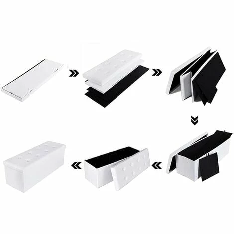 SONGMICS 110 X 38 X 38 Cm Grand Pouf Coffre De Rangement Pliable Chargement Max. De 300 Kg Blanc LSF702 6 SONGMICS 110 X 38 X 38 Cm Grand Pouf Coffre De Rangement Pliable Chargement Max. De 300 Kg Blanc LSF702 – Image 4