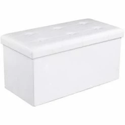 SONGMICS Coffre De Rangement Pouf De Rangement Gain De Place Pliable Blanc 76 X 38 X 38 Cm LSF106 -SONGMICS Soldes 29756181 4