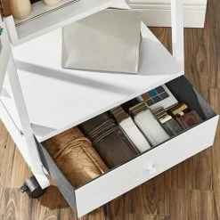 SONGMICS Armoire à Bijoux, Avec Miroir Psyché, Organisateur De Bijoux Sur Pieds, Verouillable, Avec Tiroir, étagère, Roulettes, Idée Cadeau, Blanc JJC004W02 - Blanc -SONGMICS Soldes 29864038 3