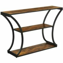 VASAGLE Table Console, Table D'entrée, Pieds Courbés, Dessus De Table Allongé, Pour Salon, Couloir, Chambre, Style Industriel, Marron Rustique Et Noir Par SONGMICS LNT089B01 - Marron Rustique Et Noir