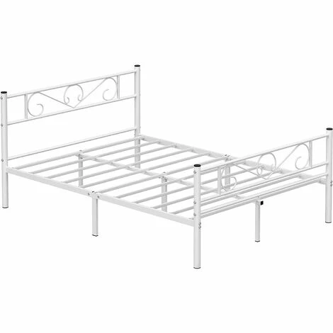 VASAGLE Lit Double, Cadre De Lit En Métal, Pour Matelas De 140 X 190 Cm, Pour Adultes, Adolescents, Pas Besoin De Sommier, Assemblage Simple, Pour Petits Espaces, Blanc Par SONGMICS RMB063W01 4 VASAGLE Lit Double, Cadre De Lit En Métal, Pour Matelas De 140 X 190 Cm, Pour Adultes, Adolescents, Pas Besoin De Sommier, Assemblage Simple, Pour Petits Espaces, Blanc Par SONGMICS RMB063W01 – Image 2