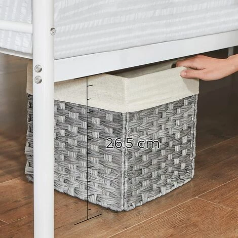 VASAGLE Lit Double, Cadre De Lit En Métal, Pour Matelas De 140 X 190 Cm, Pour Adultes, Adolescents, Pas Besoin De Sommier, Assemblage Simple, Pour Petits Espaces, Blanc Par SONGMICS RMB063W01 6 VASAGLE Lit Double, Cadre De Lit En Métal, Pour Matelas De 140 X 190 Cm, Pour Adultes, Adolescents, Pas Besoin De Sommier, Assemblage Simple, Pour Petits Espaces, Blanc Par SONGMICS RMB063W01 – Image 4