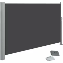 SONGMICS 200 X 400 Cm (H X L), Store Latéral Pour Balcon Et Terrasse, Pare-Soleil, Brise-Vue Protection Vie Privée, Gris Anthracite GSA204G02 - Gris Anthracite