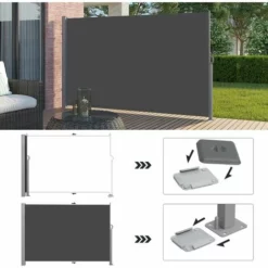 SONGMICS 200 X 400 Cm (H X L), Store Latéral Pour Balcon Et Terrasse, Pare-Soleil, Brise-Vue Protection Vie Privée, Gris Anthracite GSA204G02 - Gris Anthracite -SONGMICS Soldes 30047965 3