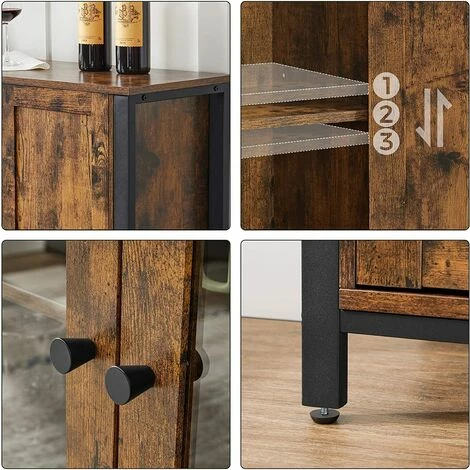 VASAGLE Meuble De Rangement, Buffet, Avec Placard 3 Portes, Pour Salle à Manger, Salon, Cuisine, 110 X 33 X 75 Cm, Style Industriel, Marron Rustique Et Noir Par SONGMICS LSC096B01 - Marron Rustique Et Noir 5 VASAGLE Meuble De Rangement, Buffet, Avec Placard 3 Portes, Pour Salle à Manger, Salon, Cuisine, 110 X 33 X 75 Cm, Style Industriel, Marron Rustique Et Noir Par SONGMICS LSC096B01 - Marron Rustique Et Noir – Image 3