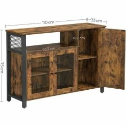 VASAGLE Meuble De Rangement, Buffet, Avec Placard 3 Portes, Pour Salle à Manger, Salon, Cuisine, 110 X 33 X 75 Cm, Style Industriel, Marron Rustique Et Noir Par SONGMICS LSC096B01 - Marron Rustique Et Noir 11 VASAGLE Meuble De Rangement, Buffet, Avec Placard 3 Portes, Pour Salle à Manger, Salon, Cuisine, 110 X 33 X 75 Cm, Style Industriel, Marron Rustique Et Noir Par SONGMICS LSC096B01 - Marron Rustique Et Noir -SONGMICS Soldes 30127497 5