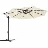 SONGMICS Parasol De Jardin Décentré Avec Ampoules LED Alimentées Par L'énergie Solaire, Ombrelle De Ø 3 M, Avec Socle, Protection UPF 50+, Manivelle, Jardin, Piscine, Beige GPU018M01 - Beige -SONGMICS Soldes 30149225 1
