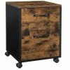 VASAGLE Caisson 2 Tiroirs Sur Roulettes, Rangement Bureau Mobile, Pour Documents, Format A4, Classeurs Suspendus, Style Industriel, Marron Rustique Et Noir Par SONGMICS OFC042B01 - Marron Rustique Et Noir -SONGMICS Soldes 30149231 1