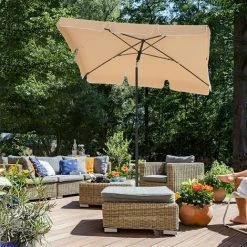 SONGMICS Parasol De Balcon Rectangulaire 1,8 X 1,25 M, Protection UPF 50+, Ombrelle, Toile Avec Revêtement En PA, Sac De Transport, Terrasse, Jardin, Sans Socle, Taupe GPU180K01 - Taupe -SONGMICS Soldes 30465359 2