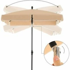 SONGMICS Parasol De Balcon Rectangulaire 1,8 X 1,25 M, Protection UPF 50+, Ombrelle, Toile Avec Revêtement En PA, Sac De Transport, Terrasse, Jardin, Sans Socle, Taupe GPU180K01 - Taupe -SONGMICS Soldes 30465359 3