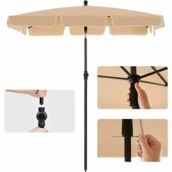 SONGMICS Parasol De Balcon Rectangulaire 1,8 X 1,25 M, Protection UPF 50+, Ombrelle, Toile Avec Revêtement En PA, Sac De Transport, Terrasse, Jardin, Sans Socle, Taupe GPU180K01 - Taupe -SONGMICS Soldes 30465359 4