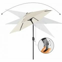 SONGMICS Parasol De Jardin 2 M, Ombrelle, Protection UPF 50+, Mât Et Baleines En Métal, Inclinable, Socle Non Inclus, Pour Jardin, Balcon, Terrasse, Extérieur, Piscine, Plage, Beige GPU202M01 -SONGMICS Soldes 30558514 5