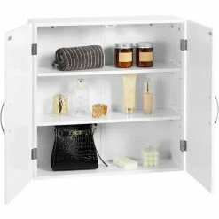 VASAGLE Meuble De Salle De Bain, Placard Mural, Armoire Rangement Mur 2 Portes, Avec 2 étagères Réglables, 60 X 18 X 60 Cm, Style Scandinave Nordique, Blanc Mat Par SONGMICS BBC320W01 - Blanc Mat -SONGMICS Soldes 30650707 4