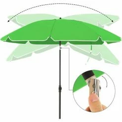 SONGMICS Parasol De Jardin Ø 2 M, Ombrelle, Protection UPF 50+, Inclinable, Portable, Résistant Au Vent, Baleines En Fibre De Verre, Avec Sac, Vert GPU65GNV1 - Vert -SONGMICS Soldes 30650718 3