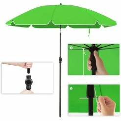 SONGMICS Parasol De Jardin Ø 2 M, Ombrelle, Protection UPF 50+, Inclinable, Portable, Résistant Au Vent, Baleines En Fibre De Verre, Avec Sac, Vert GPU65GNV1 - Vert -SONGMICS Soldes 30650718 4