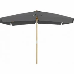 SONGMICS Parasol 3 X 2 M, Ombrelle Rectangulaire, Protection Solaire, Anti-UV UPF50+, Mât Et Baleines En Bois, Inclinable, Sans Socle, Pour Terrasse, Balcon, Jardin, Gris GPU300G01