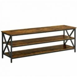 VASAGLE Meuble TV, Support Télé, Table Console, Pour Téléviseurs Jusqu'à 65 Pouces, Avec étagères, Cadre En Acier En X, Style Industriel Campagnard, 147 X 40 X 50 Cm, Marron Rustique Et Noir Par SONGMICS LTV100B01 - Marron Rustique Et Noir