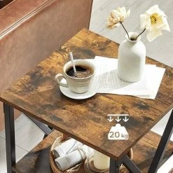 VASAGLE Petite Table D'appoint, Table De Nuit, Table De Chevet En Métal, Avec Design En X, 2 étagères De Rangement, Style Industriel Campagnard, 40 X 40 X 60 Cm, Marron Rustique Et Noir Par SONGMICS LET278B01 - Marron Rustique Et Noir -SONGMICS Soldes 31645359 3