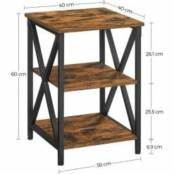 VASAGLE Petite Table D'appoint, Table De Nuit, Table De Chevet En Métal, Avec Design En X, 2 étagères De Rangement, Style Industriel Campagnard, 40 X 40 X 60 Cm, Marron Rustique Et Noir Par SONGMICS LET278B01 - Marron Rustique Et Noir -SONGMICS Soldes 31645359 5