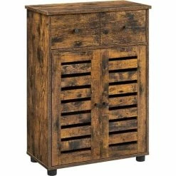 VASAGLE Meuble De Rangement Avec Tiroir, Armoire Salle De Bain, Placard, Buffet, Avec 2 Portes Persiennes, Planche Réglable, Pour Salle De Bain, Chambre, Salon, Marron Rustique Par SONGMICS BBK141X01 - Marron Rustique