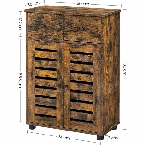 VASAGLE Meuble De Rangement Avec Tiroir, Armoire Salle De Bain, Placard, Buffet, Avec 2 Portes Persiennes, Planche Réglable, Pour Salle De Bain, Chambre, Salon, Marron Rustique Par SONGMICS BBK141X01 - Marron Rustique 7 VASAGLE Meuble De Rangement Avec Tiroir, Armoire Salle De Bain, Placard, Buffet, Avec 2 Portes Persiennes, Planche Réglable, Pour Salle De Bain, Chambre, Salon, Marron Rustique Par SONGMICS BBK141X01 - Marron Rustique – Image 5