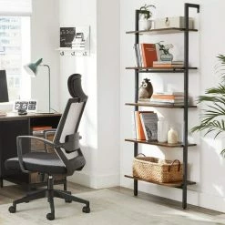 VASAGLE Étagère échelle, Bibliothèque 5 Niveaux, Meuble Rangement Livres, Décorations, Pour Salon, Bureau, Chambre, 60 X 30 X 172 Cm, Style Industriel, Marron Rustique Et Noir Par SONGMICS LLS102B01 - Marron Rustique Et Noir -SONGMICS Soldes 31765477 3