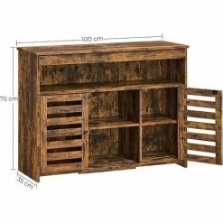 VASAGLE Meuble De Rangement, Buffet, Meuble De Cuisine, Avec Placard Et étagères, Portes à Persiennes, Pour Salle à Manger, Salon, Chambre, Marron Rustique Par SONGMICS LBF003X01 - Marron Rustique -SONGMICS Soldes 31870107 5