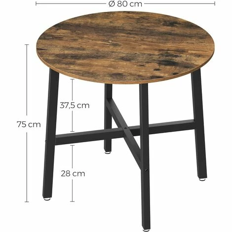 VASAGLE Table à Manger, Table De Cuisine Ronde, Pour Salon, Bureau, 80 X 75 Cm (ø X H), Style Industriel, Marron Rustique Et Noir Par SONGMICS KDT080B01 - Marron Rustique Et Noir 7 VASAGLE Table à Manger, Table De Cuisine Ronde, Pour Salon, Bureau, 80 X 75 Cm (ø X H), Style Industriel, Marron Rustique Et Noir Par SONGMICS KDT080B01 - Marron Rustique Et Noir – Image 5