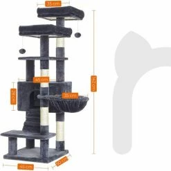 FEANDREA Arbre à Chat, Tour De Jeux 142 Cm, Gris Anthracite Par SONGMICS PCT160G01 -SONGMICS Soldes 32086180 5
