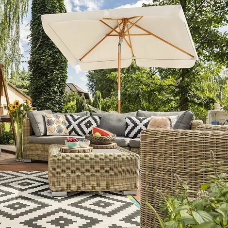 SONGMICS Parasol 2 X 1,25 M, Ombrelle Rectangulaire, Protection Solaire, Anti-UV UPF50+, Mât Et Baleines En Bois, Inclinable, Sans Socle, Pour Terrasse, Balcon, Jardin, Beige GPU26BE - Beige 4 SONGMICS Parasol 2 X 1,25 M, Ombrelle Rectangulaire, Protection Solaire, Anti-UV UPF50+, Mât Et Baleines En Bois, Inclinable, Sans Socle, Pour Terrasse, Balcon, Jardin, Beige GPU26BE - Beige – Image 2