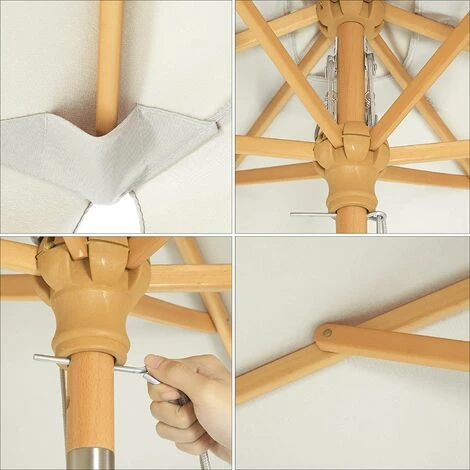 SONGMICS Parasol 2 X 1,25 M, Ombrelle Rectangulaire, Protection Solaire, Anti-UV UPF50+, Mât Et Baleines En Bois, Inclinable, Sans Socle, Pour Terrasse, Balcon, Jardin, Beige GPU26BE - Beige 5 SONGMICS Parasol 2 X 1,25 M, Ombrelle Rectangulaire, Protection Solaire, Anti-UV UPF50+, Mât Et Baleines En Bois, Inclinable, Sans Socle, Pour Terrasse, Balcon, Jardin, Beige GPU26BE - Beige – Image 3