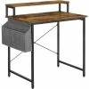VASAGLE Bureau Informatique, Table D’étude, Avec Avec Support écran, Sac De Rangement En Tissu, Barres En X, Pieds Réglables, 85 X 55 X 90 Cm, Style Industriel, Marron Rustique Et Noir par SONGMICS LWD080B01 - Marron Rustique Et Noir -SONGMICS Soldes 32506952 1