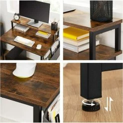 VASAGLE Bureau Informatique, Table D’étude, Avec Avec Support écran, Sac De Rangement En Tissu, Barres En X, Pieds Réglables, 85 X 55 X 90 Cm, Style Industriel, Marron Rustique Et Noir par SONGMICS LWD080B01 - Marron Rustique Et Noir -SONGMICS Soldes 32506952 3