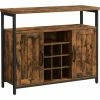 VASAGLE Meuble De Rangement, Buffet, Avec Porte-Bouteilles, Placard 2 Portes, Pour Salle à Manger, Salon, Cuisine, 100 X 35 X 81,4 Cm, Style Industriel, Marron Rustique Et Noir Par SONGMICS LSC094B01 - Marron Rustique Et Noir -SONGMICS Soldes 32506953 1