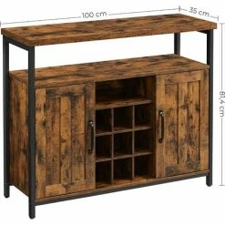 VASAGLE Meuble De Rangement, Buffet, Avec Porte-Bouteilles, Placard 2 Portes, Pour Salle à Manger, Salon, Cuisine, 100 X 35 X 81,4 Cm, Style Industriel, Marron Rustique Et Noir Par SONGMICS LSC094B01 - Marron Rustique Et Noir -SONGMICS Soldes 32506953 5