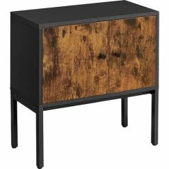 VASAGLE Meuble De Cuisine, Buffet Avec Portes, Armoire, Placard De Rangement, Cadre En Métal, 60 X 30 X 60 Cm, Style Industriel, Marron Rustique Et Noir Par SONGMICS LSC106B01 - Marron Rustique Et Noir
